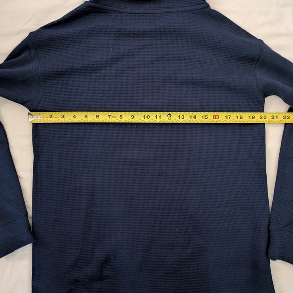 Lands End Women's Long Sleeve Waffle Funnel Neck Top Tshirt Dark Blue Size Small - Picture 8 of 9